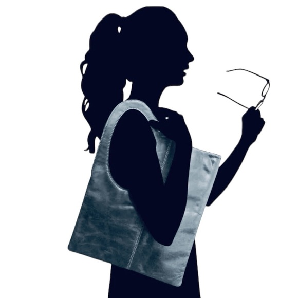 BAG New York genuine Leather cut-out shoulder bag in navy blue - Picture 1 of 5